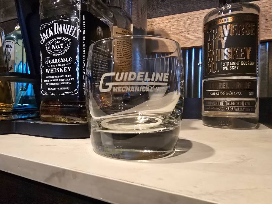 Real glassware laser engraved with a company logo